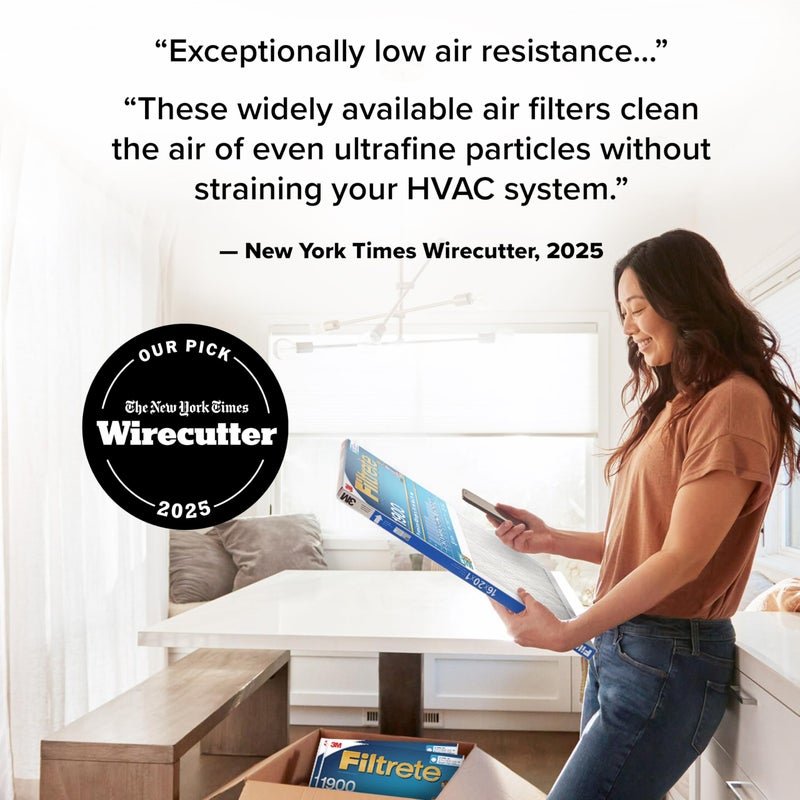 Filtrete 16x16x1 AC Furnace Air Filter, MERV 13, MPR 1900, Premium Allergen, Bacteria & Virus Filter, 3-Month Pleated 1-Inch Electrostatic Air Cleaning Filter, 6-Pack (Actual Size 15.81x15.81x0.78 in) - Image 2